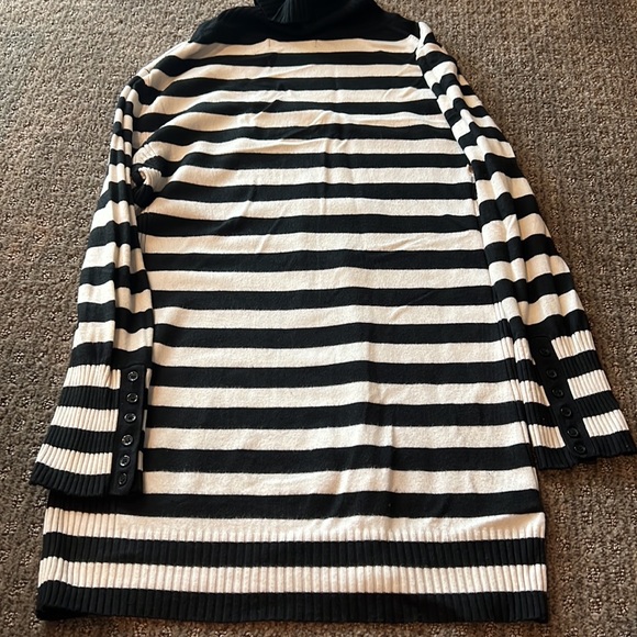 Express Womens Black and White Stripe Turtleneck Sweater - Picture 4 of 4